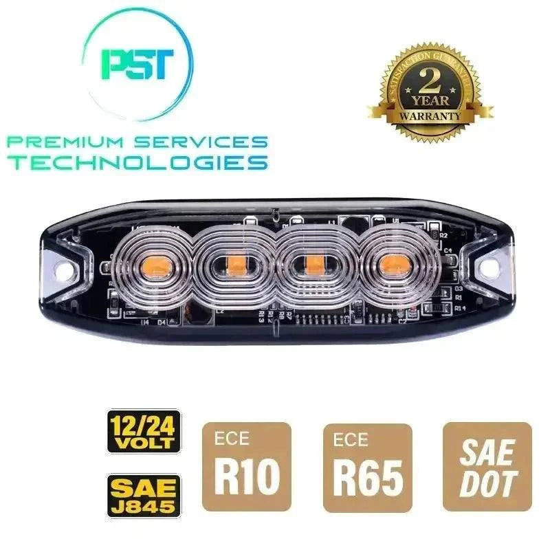 PST 4 x Ultra-Bright Emergency Flasher Surface Warning Light Kit - Premium Services Technologies 
